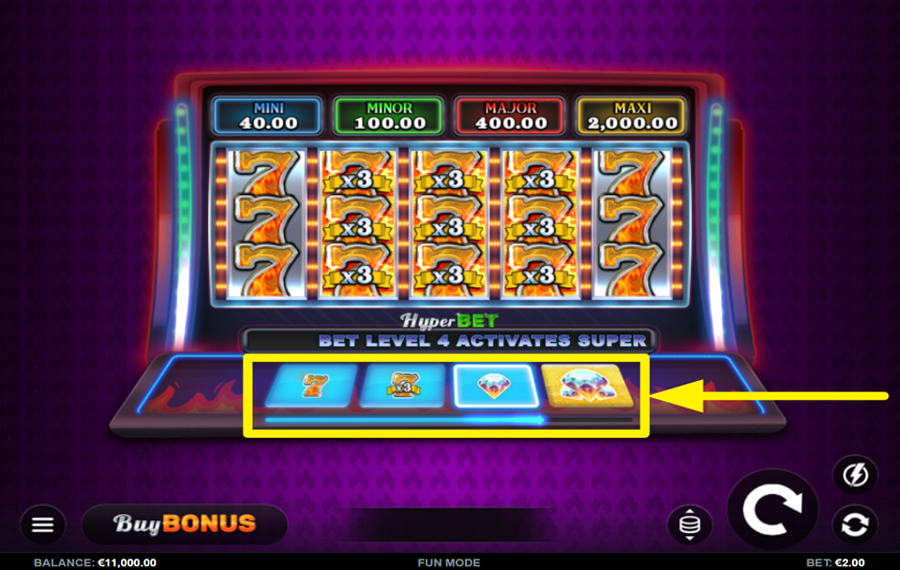Firedream 7s Hold and Win PICK A HYPERBET LEVEL.