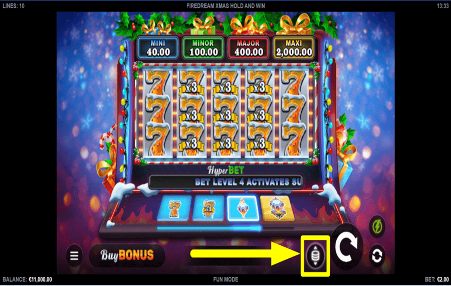 Firedream Xmas Hold and Win DETERMINE YOUR WAGER.