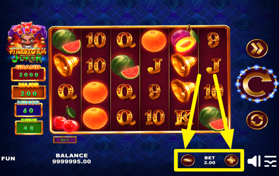 Firestorm Joker 777 MODIFY THE TOTAL BET.