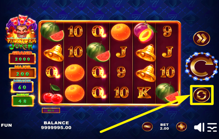 Firestorm Joker 777 EMPLOY THE AUTOMATIC SPINS.