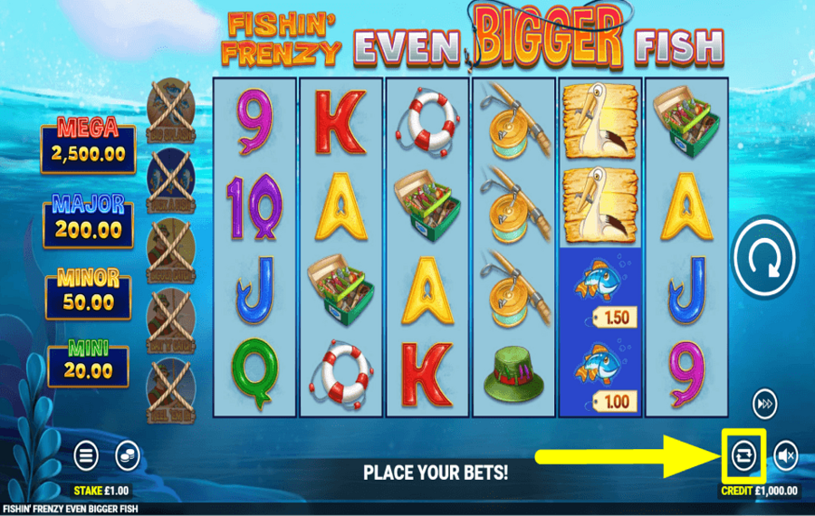 Fishin Frenzy Even Bigger Fish CHOOSE AUTOMATIC SPINS.