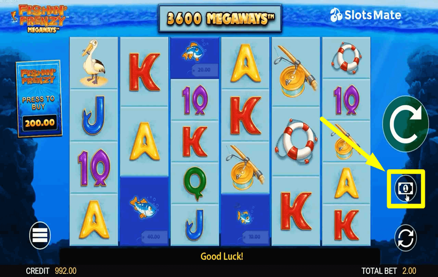 Fishin Frenzy Megaways Choisissez le montant de votre mise. 