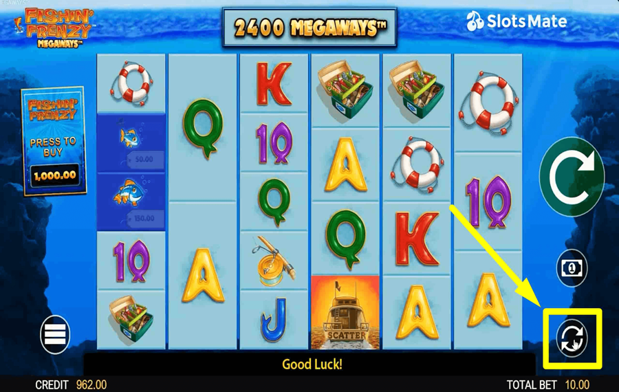 Fishin Frenzy Megaways Utilisation de la fonction optionnelle « Lecture automatique ».