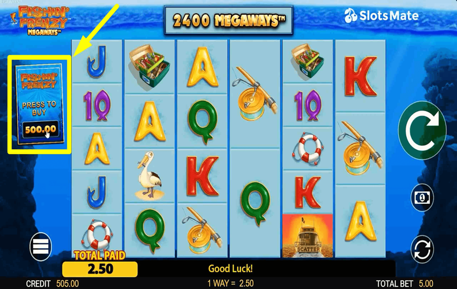 Fishin Frenzy Megaways En utilisant la fonction facultative « Bonus Buy ».