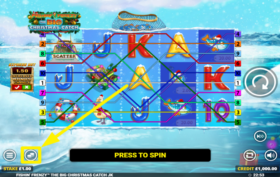 Fishin Frenzy The Big Christmas Catch Jackpot King DÉTERMINER LA VALEUR DU PARI.