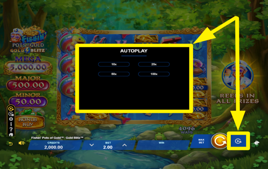 Fishin Pots of Gold Gold Blitz ACTIVER L'ESSORAGE AUTOMATIQUE.