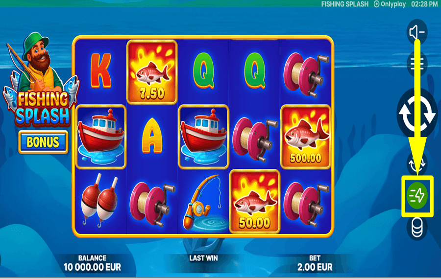 Fishing Splash DAS TEMPO KONTROLLIEREN.