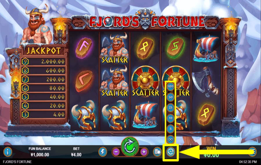 Fjords Fortune SPIN AUTOMATICALLY.