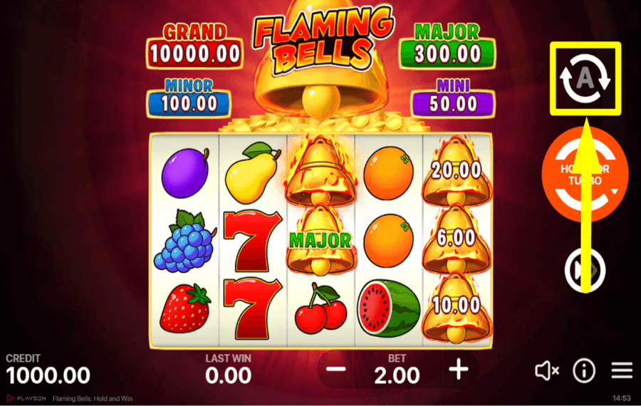 Flaming Bells Hold and Win INICIAR REPRODUCCIÓN AUTOMÁTICA.