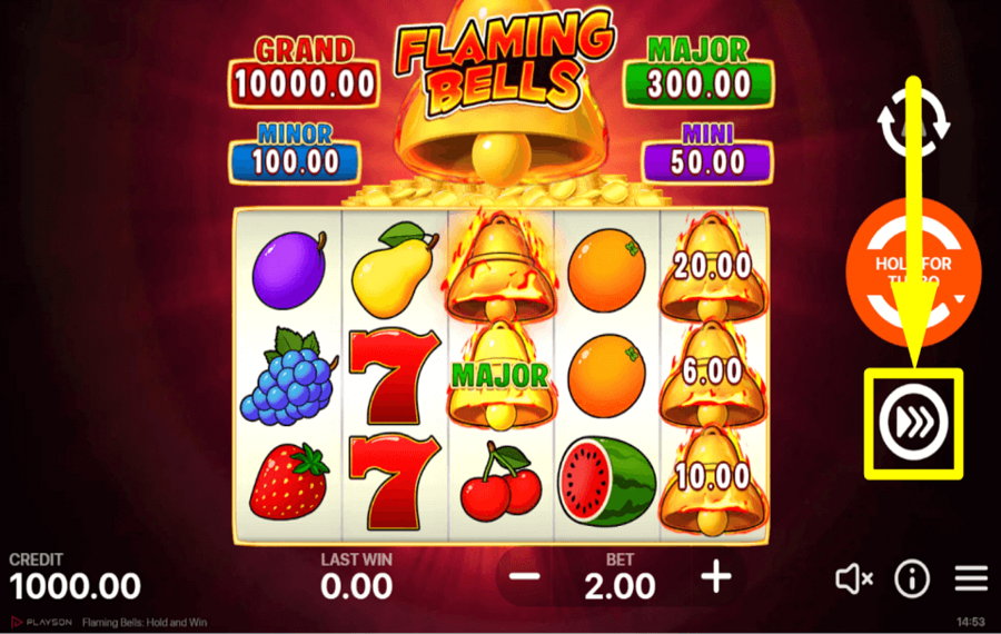 Flaming Bells Hold and Win ACTIVAR EL MODO TURBO.