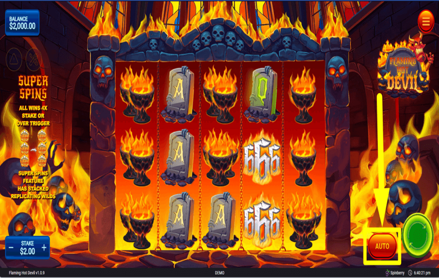 Flaming Hot Devil AUTOMATISCH FORTSETZEN.