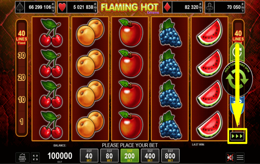 Flaming Hot Extreme ENABLE TURBO SPINS.