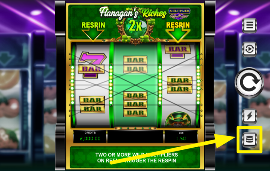 Flanagans Riches Multiplier Retro Roller FAITES VOTRE PARI.