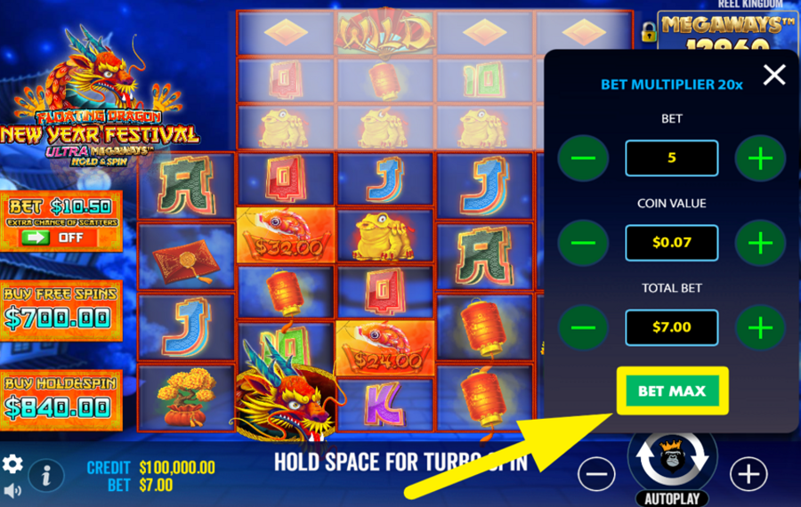 Floating Dragon New Year Festival Ultra Megaways Hold and Spin ACTIVEZ LE NIVEAU DE PARI ULTIME.