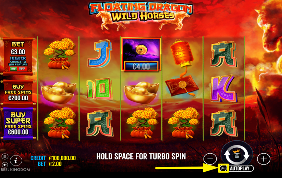 Floating Dragon Wild Horses ACTIVER LE MODE TURBO.