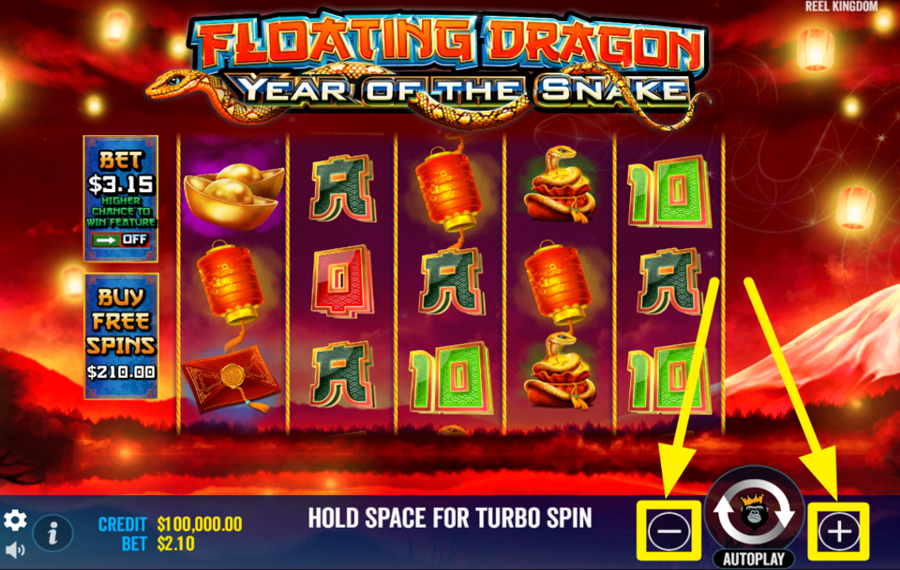 Floating Dragon Year of the Snake CUSTOMIZE YOUR BET AMOUNT.