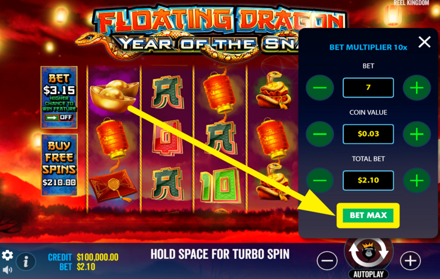 Floating Dragon Year of the Snake ACTIVATE THE ULTIMATE WAGER LEVEL.