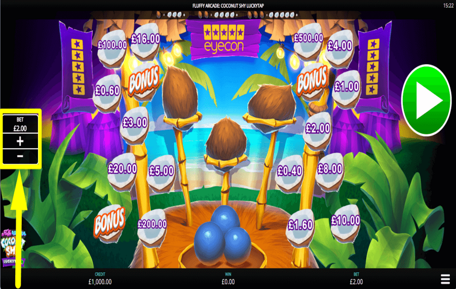 Fluffy Arcade Coconut Shy LuckyTap MODIFIER LA MISE.