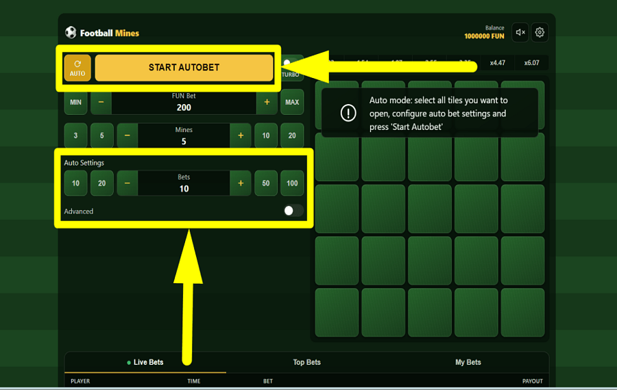 Football Mines AUTOPLAY AKTIVIEREN.