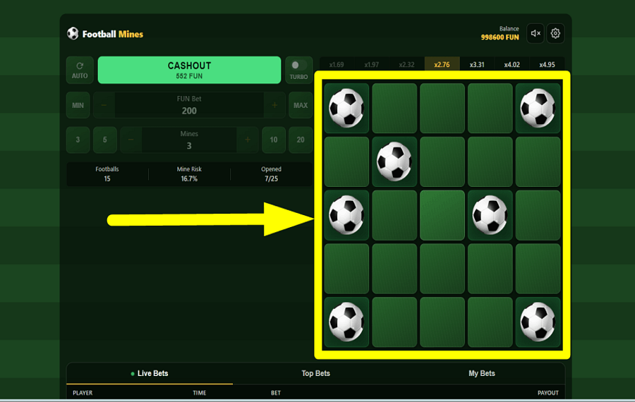 Football Mines VERSUCHEN SIE ZU GEWINNEN.