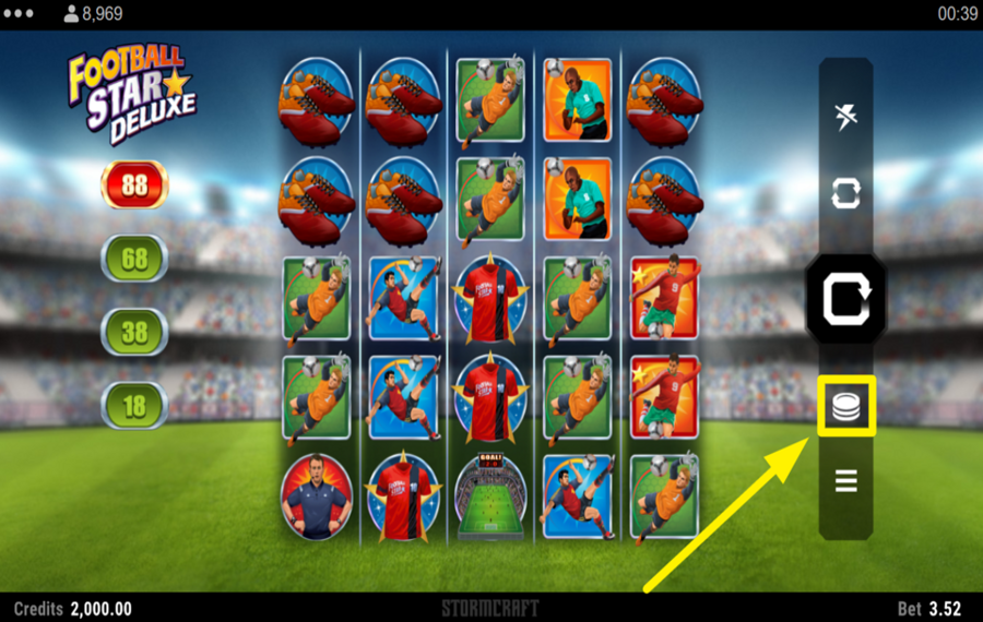 Football Star Deluxe MODIFICAR LA CONFIGURACIÓN DE APUESTA.