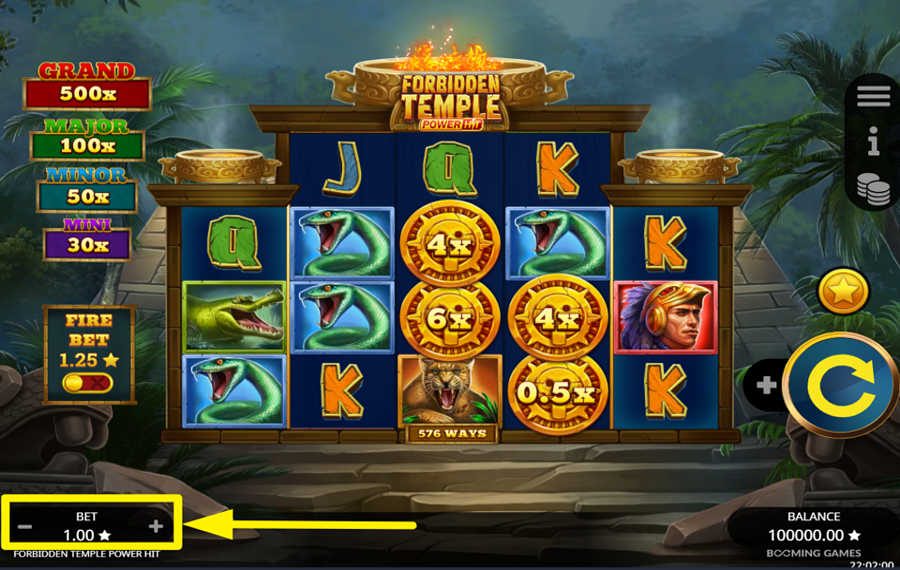 Forbidden Temple Power Hit ВЫБЕРИТЕ ОБЩУЮ СТАВКУ.