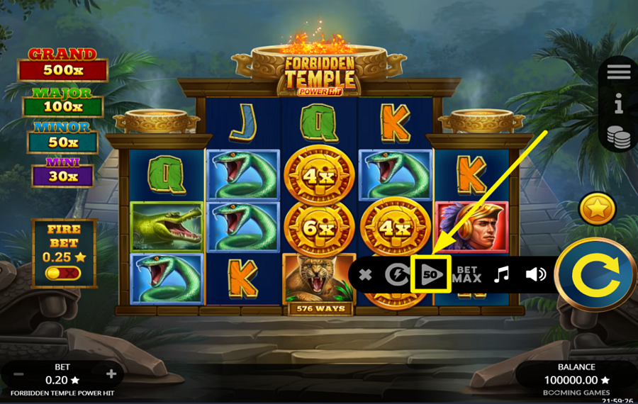 Forbidden Temple Power Hit ИСПОЛЬЗУЙТЕ ФУНКЦИЮ АВТОВОСПРОИЗВЕДЕНИЯ.