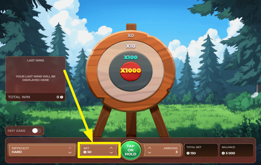 Forest Arrow MODIFIEZ LE MONTANT DE VOTRE MISE.