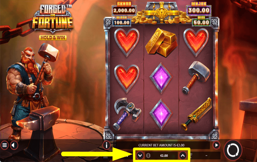 Forged in Fortune Hold and Win SET THE WAGER.