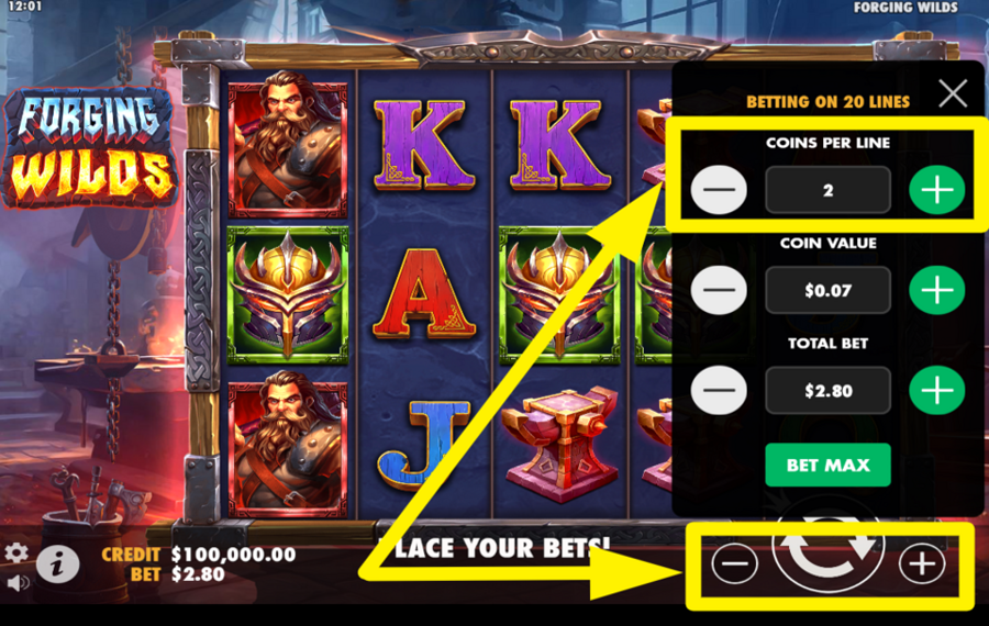 Forging Wilds CONFIGURAR MONEDAS POR LÍNEA.