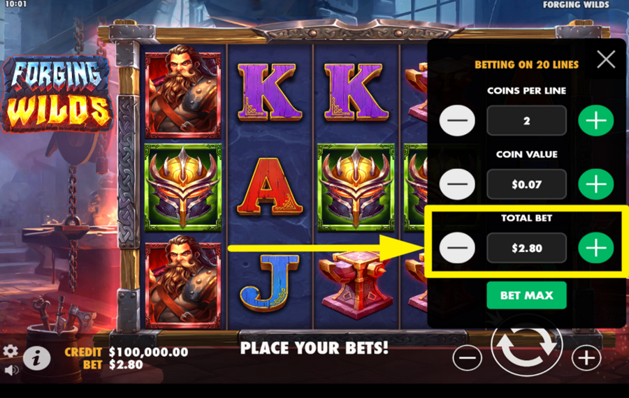 Forging Wilds ESTABLECE TU APUESTA TOTAL.