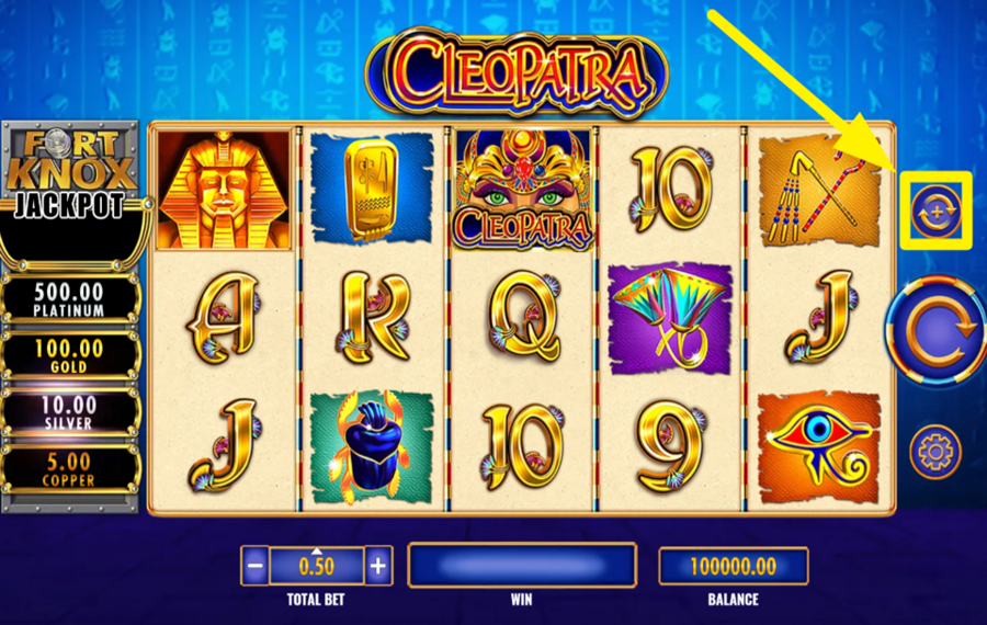 Fort Knox Cleopatra FAITES TOURNER LES ROULEAUX AUTOMATIQUEMENT.