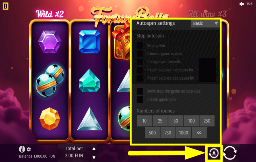 Fortune Bells CONTINUE AUTOMATICALLY.