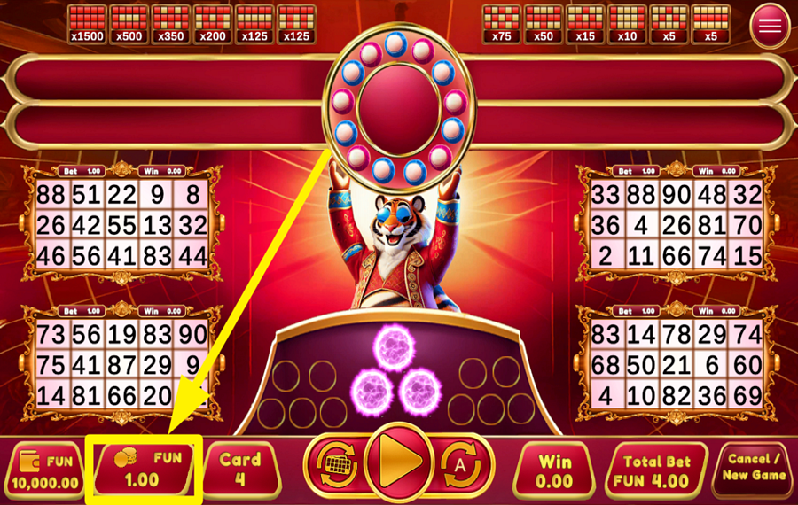 Fortune Bingo Tiger WÄHLEN SIE IHRE WETTE.