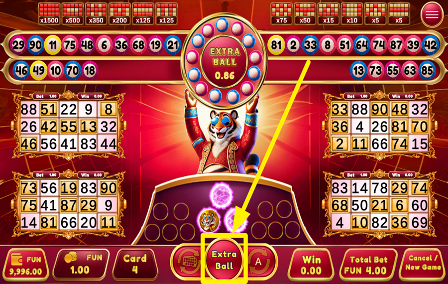 Fortune Bingo Tiger KAUFEN SIE EINEN ZUSÄTZLICHEN BALL.