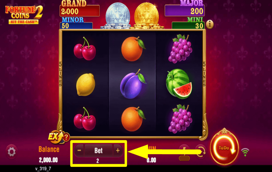 Fortune Coins 2 SET THE WAGER.