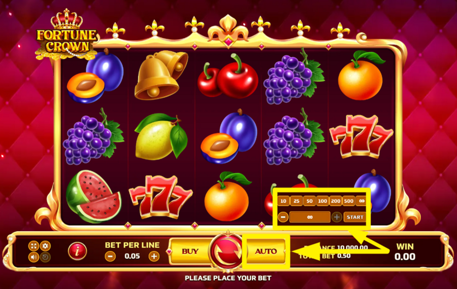 Fortune Crown ВЫБИРАЙТЕ АВТОМАТИЧЕСКИЕ ВРАЩЕНИЯ.