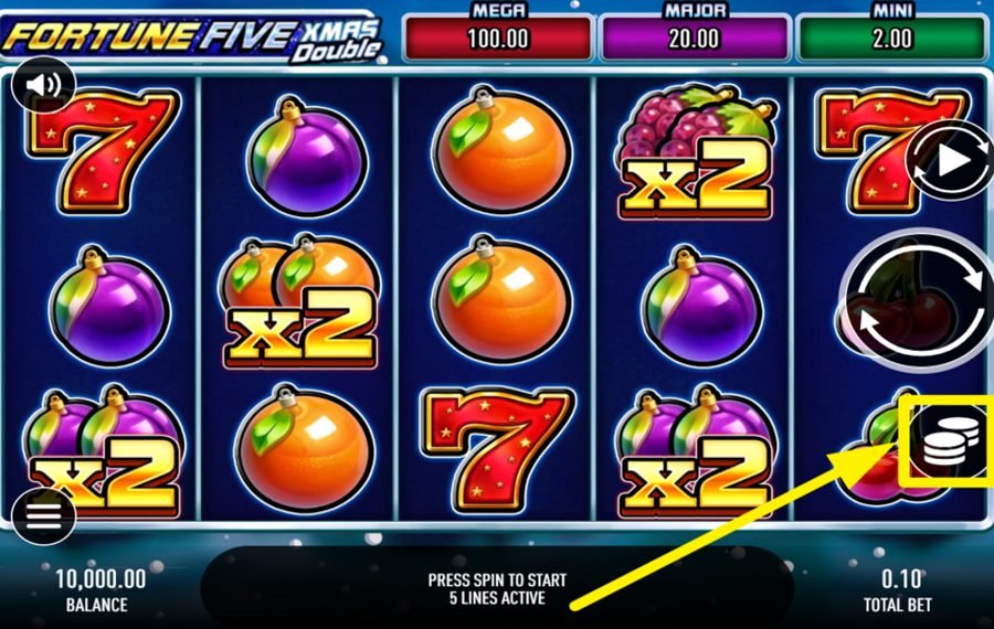 Fortune Five Xmas Double SPECIFY YOUR WAGER.