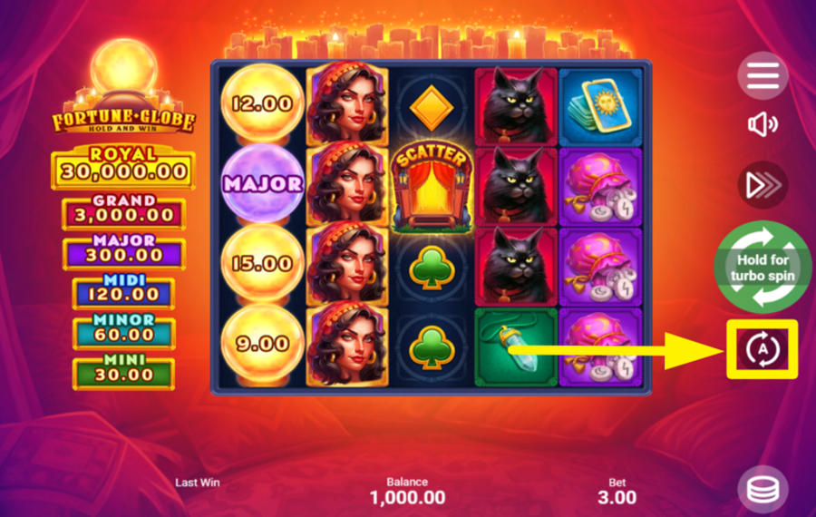 Fortune Globe ИСПОЛЬЗУЙТЕ АВТОВОСПРОИЗВЕДЕНИЕ.