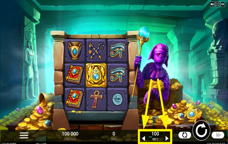 Fortune Mummy ASSIGN A BET VALUE.