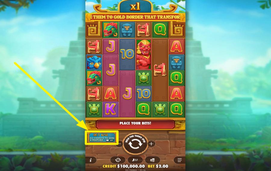 Fortune of Aztec TURN ON ANTE BET.