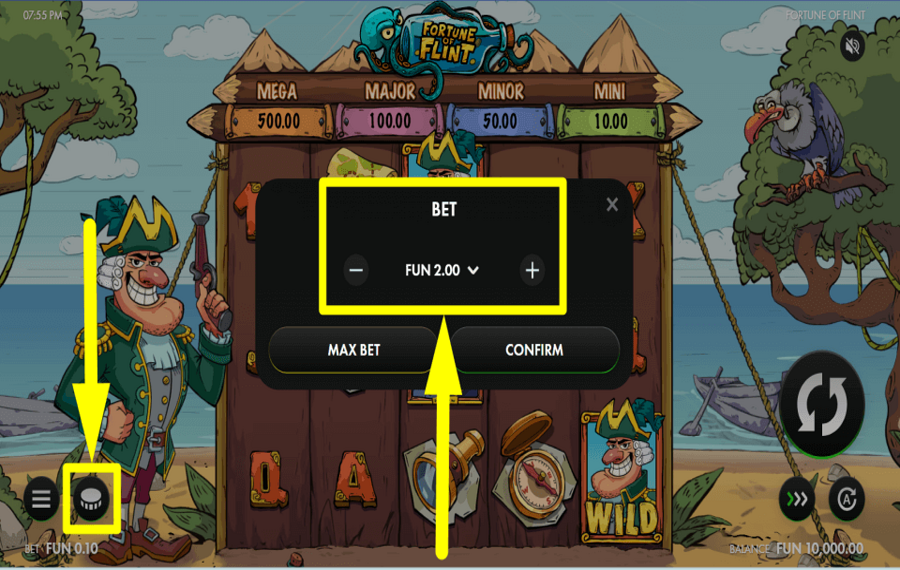 Fortune of Flint SET YOUR STAKE.