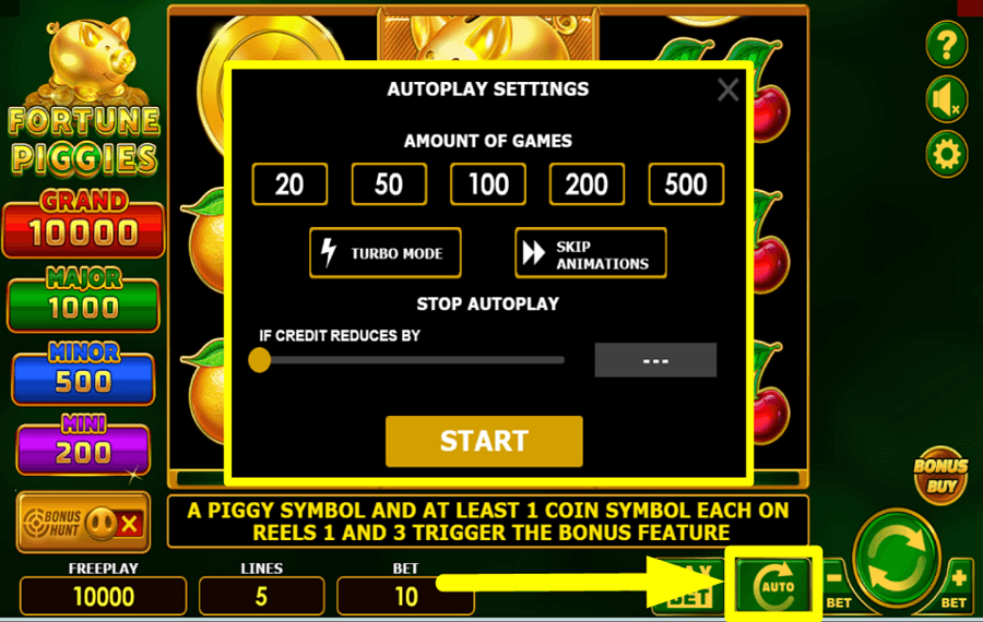 Fortune Piggies UTILISER LA LECTURE AUTOMATIQUE.
