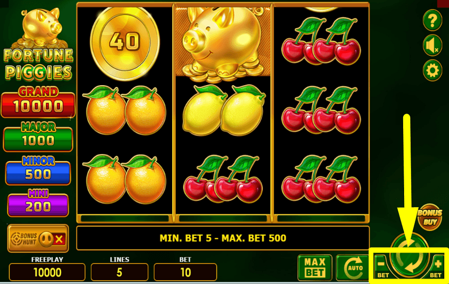 Fortune Piggies DÉTERMINER LA MISE.