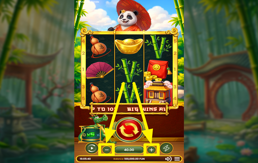 Fortune Tao Panda 賭け金の総額を設定してください。
