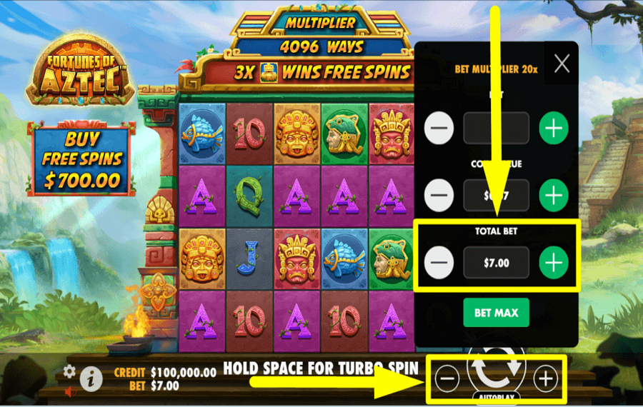 Fortunes Of Aztec AFFIRM THE TOTAL BET.