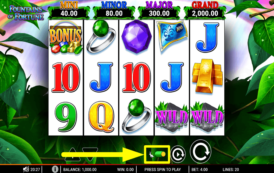 Fountains of Fortune STEUERN SIE DIE SPIELGESCHWINDIGKEIT.