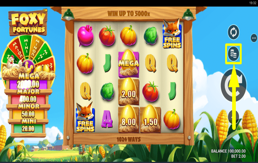 Foxy Fortunes ОПРЕДЕЛИТЕ СТАВКУ.