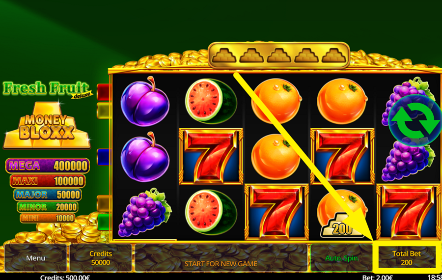 Fresh Fruit Deluxe Money Bloxx SELECT A BET AMOUNT.