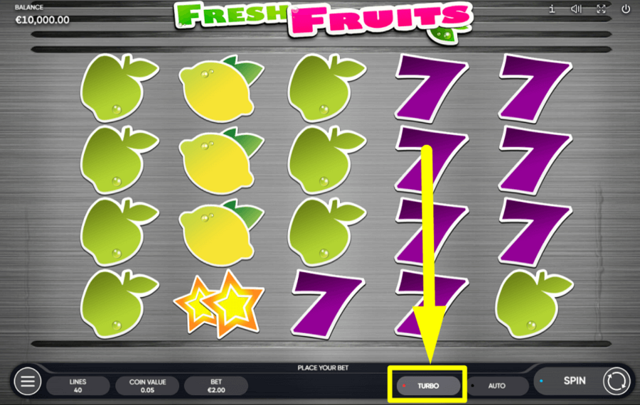 Fresh Fruits VERWENDEN SIE „TURBO“-SPINS.